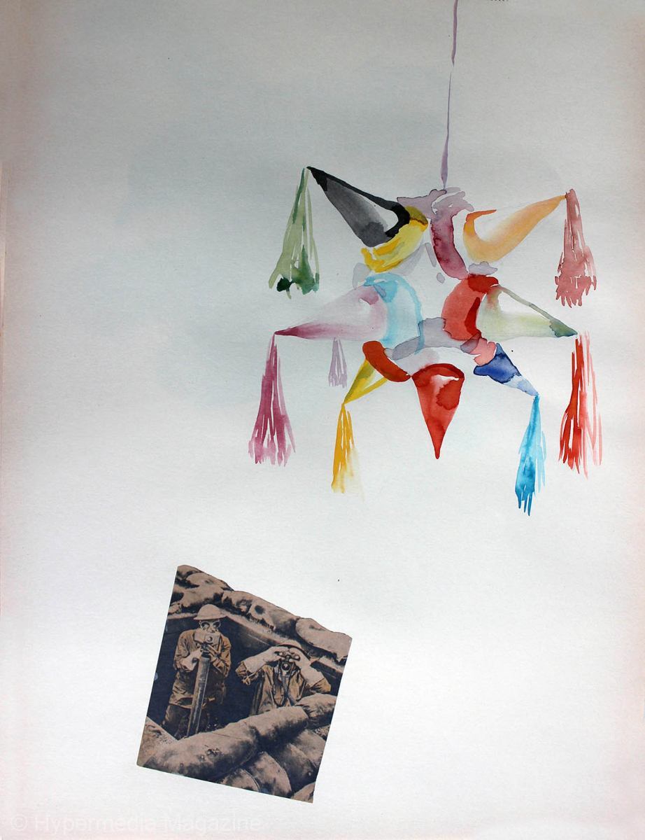 Serie Percepciones. Collage y acuarela sobre papel. 30 x 40 cm. 2016