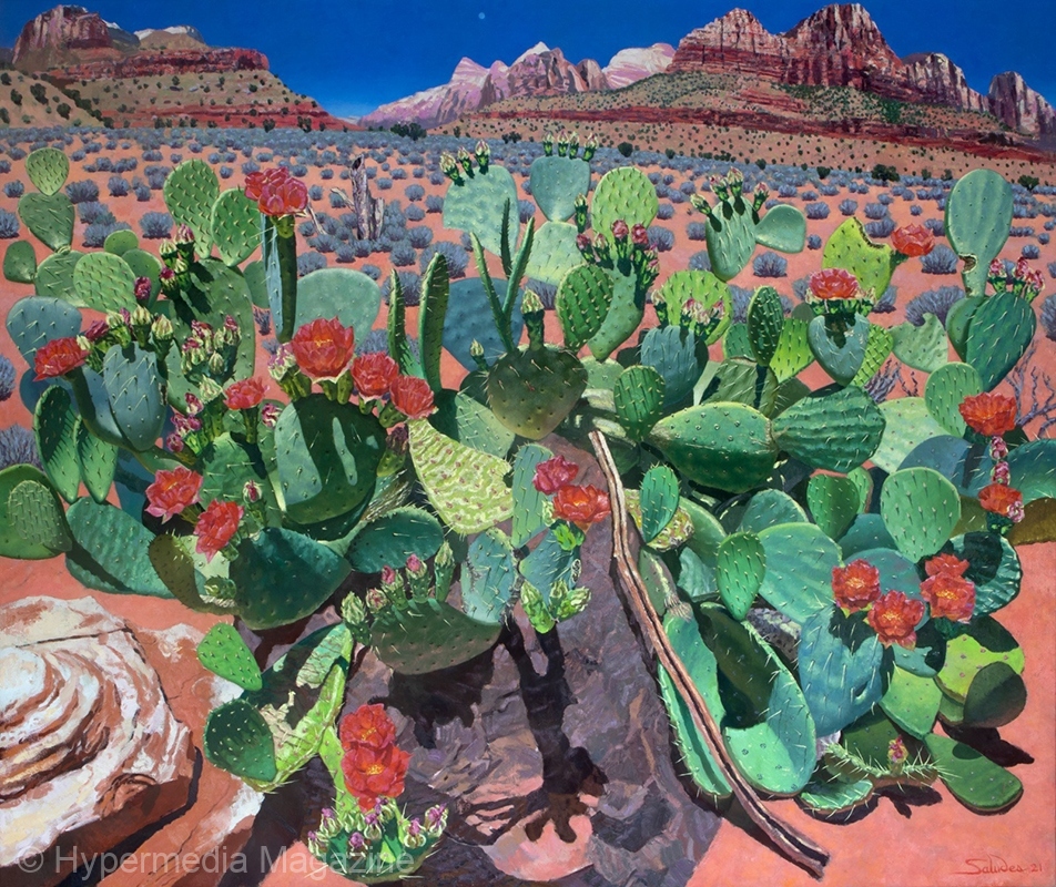 A Prickly Pear Cactus Bloom in the Desert, 2021