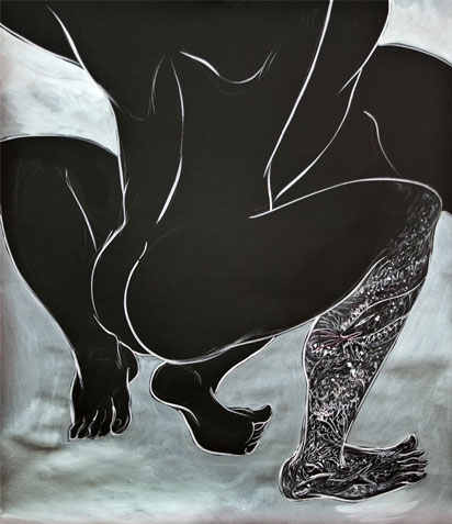 Tattoo Love II (2012), Rocío García. Mixed media on cardboard, 85 x71 cm.